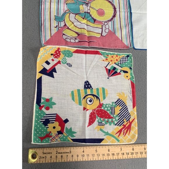 Vintage Handkerchief Lot - Elephant Duck Embroidered Designs - 7" to 10" - Picture 2 of 8